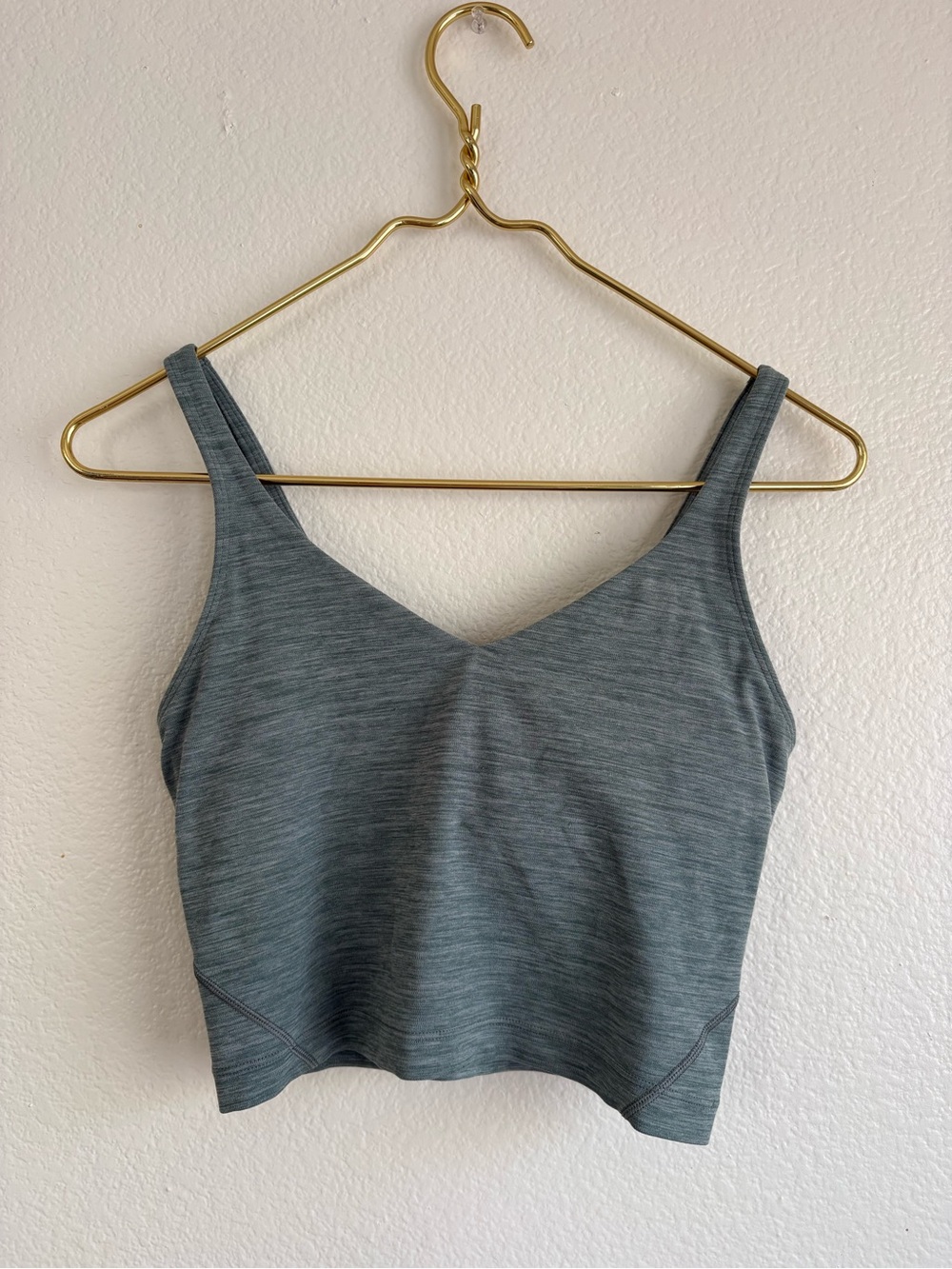 lululemon athletica Heathered green V-Neck Crop Tank